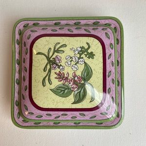 PartyLite Fusions Decorative Candle Topper and Tray Ensemble Nature floral P7584